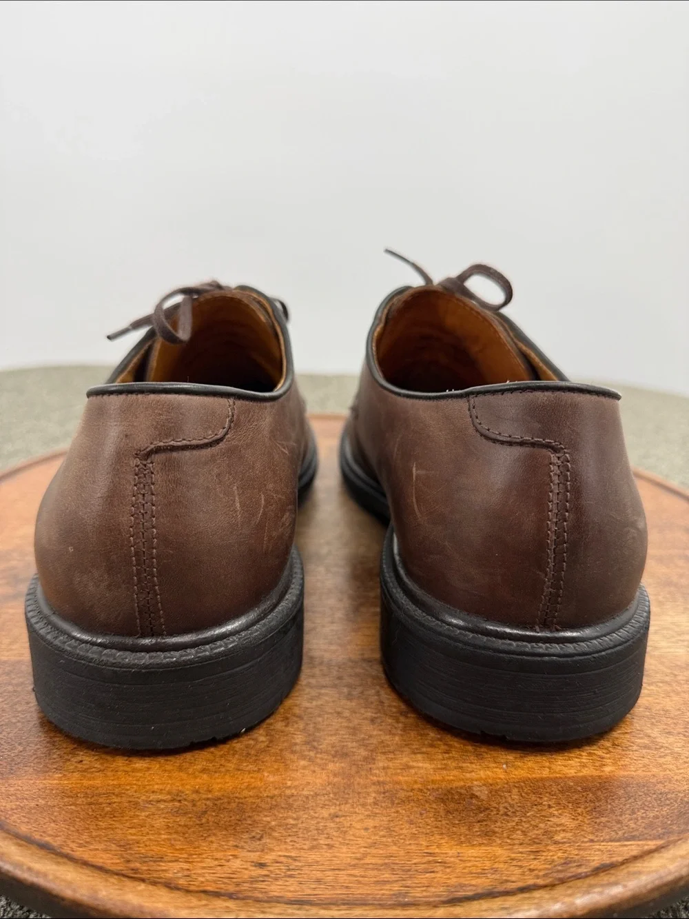 Johnston & Murphy Shoes Mens 10.5 M Classic Brown Leather Derby Plain Toe